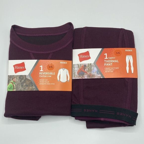 Men’s Thermal Crew Neck Top & Bottoms Shirt Pants Size L - Picture 1 of 9